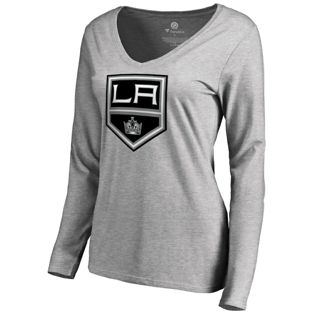 Los Angeles Kings Women's Team Alternate Long Sleeve V-Neck T-Shirt - Heather Gray T-shirts