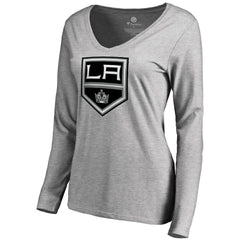 Los Angeles Kings Women's Team Alternate Long Sleeve V-Neck T-Shirt - Heather Gray T-shirts