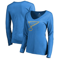 St. Louis Blues Women's Team Alternate Long Sleeve V-Neck T-Shirt - Blue T-shirts