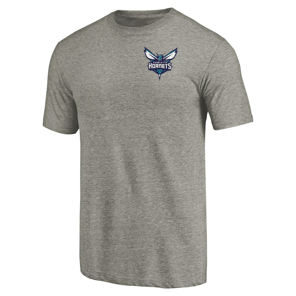 Charlotte Hornets Primary Logo Left Chest Distressed Tri-Blend T-Shirt - Gray on sale