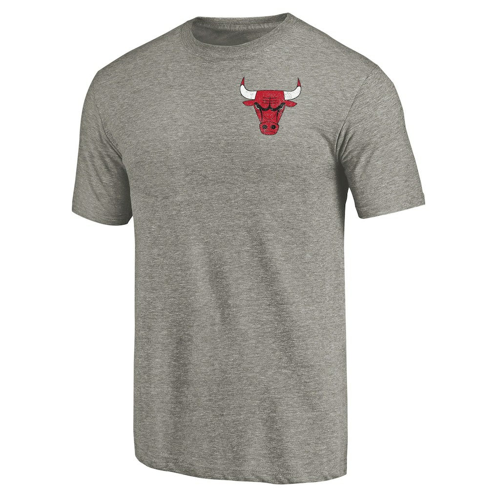 Chicago Bulls Primary Logo Left Chest Distressed Tri-Blend T-Shirt sale - Gray online