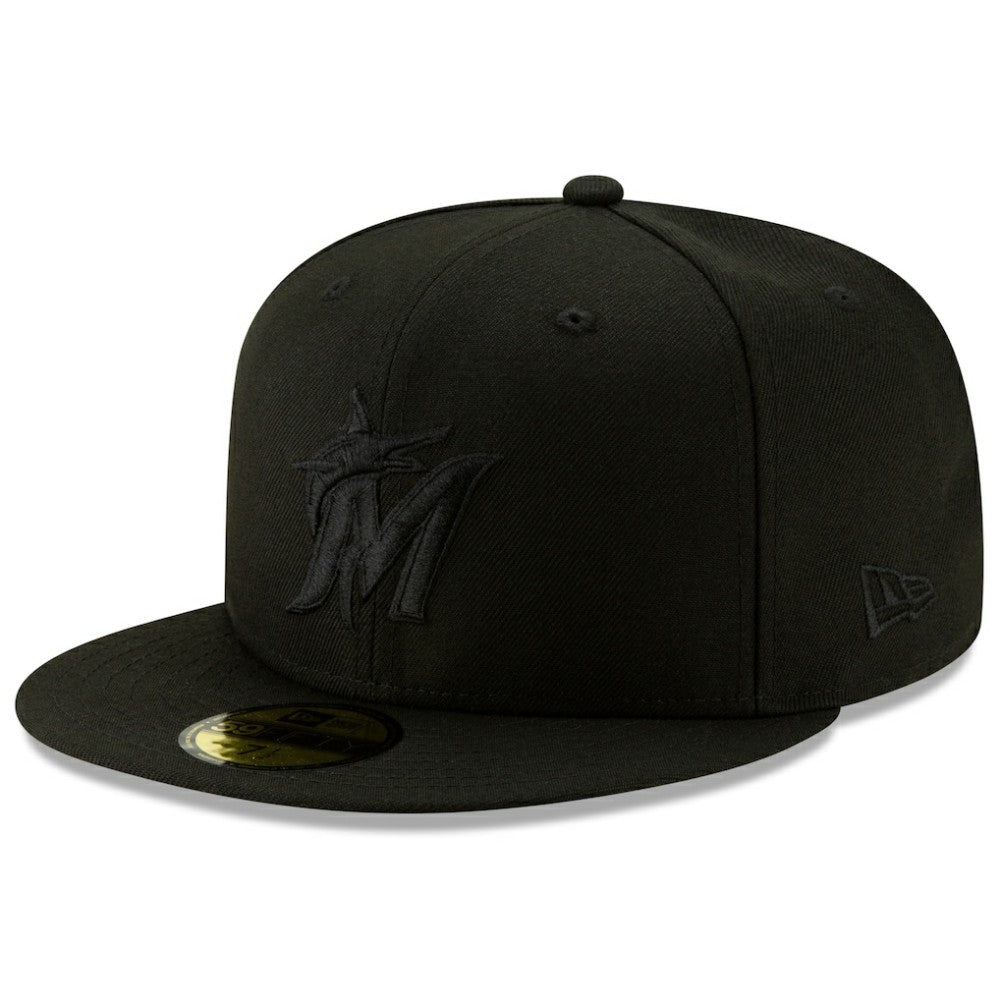 Miami Marlins 2019 Black-on-Black 59FIFTY Fitted Hat Black