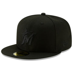 Miami Marlins 2019 Black-on-Black 59FIFTY Fitted Hat Black