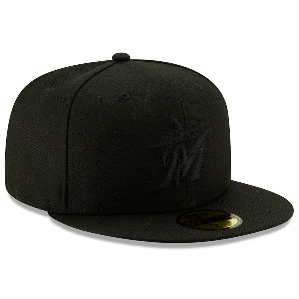 Miami Marlins 2019 Black-on-Black 59FIFTY Fitted Hat Black
