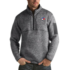 Toronto Blue Jays Antigua Fortune Big & Tall Quarter-Zip Pullover Jacket Heather Charcoal