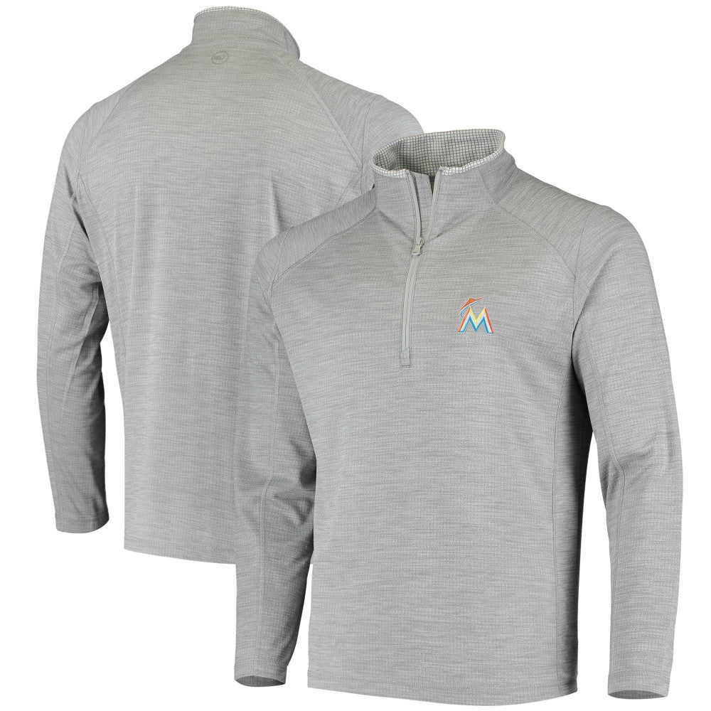 Miami Marlins Vineyard Vines Performance Sankaty Half-Zip Pullover Top Heather Gray