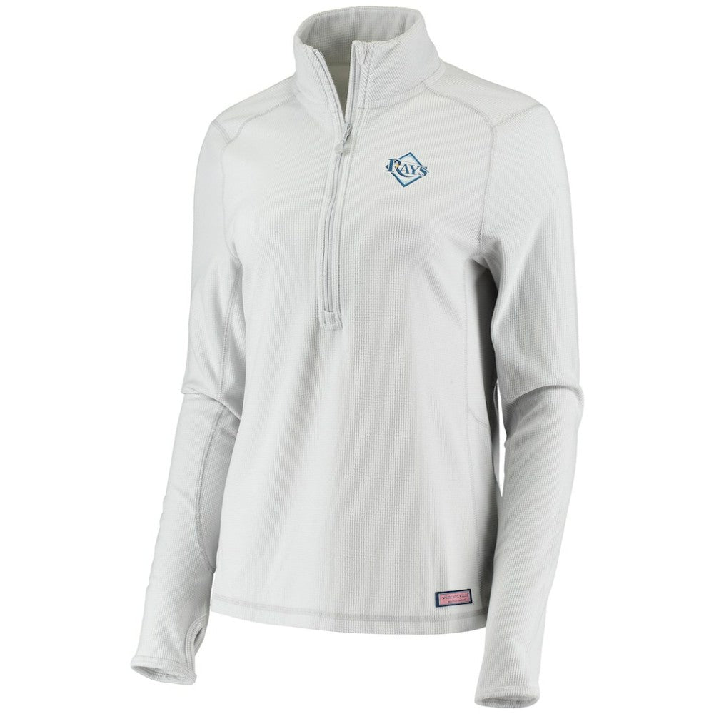 Tampa Bay Rays Vineyard Vines Women's Performance Grid Half-Zip Pullover Top Gray