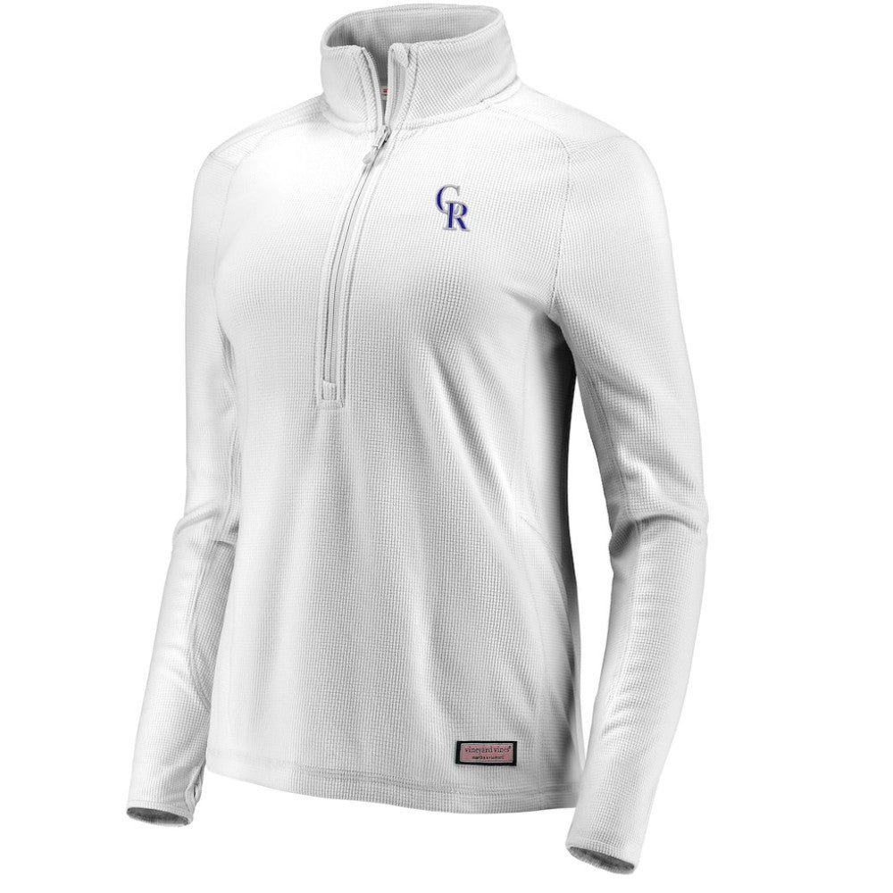 Colorado Rockies Vineyard Vines Women's Performance Grid Half-Zip Pullover Top Gray