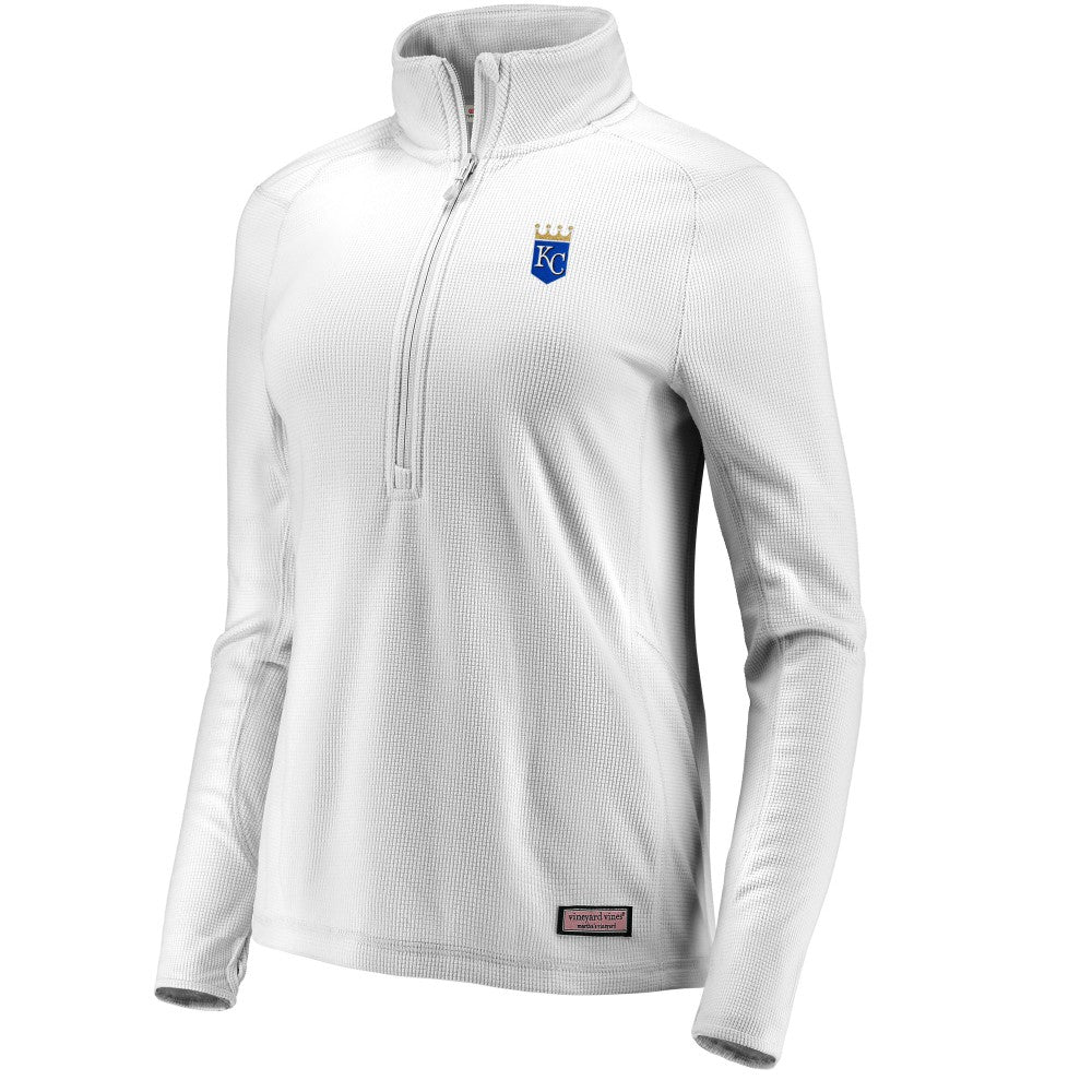 Kansas City Royals Vineyard Vines Women's Performance Grid Half-Zip Pullover Top Gray
