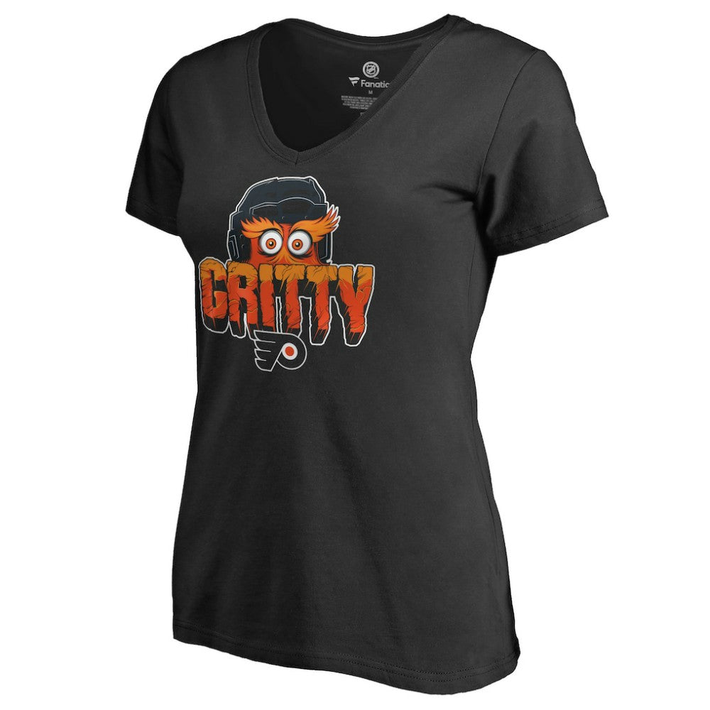 Philadelphia Flyers Women's Go Gritty V-Neck T-Shirt - Black T-shirts