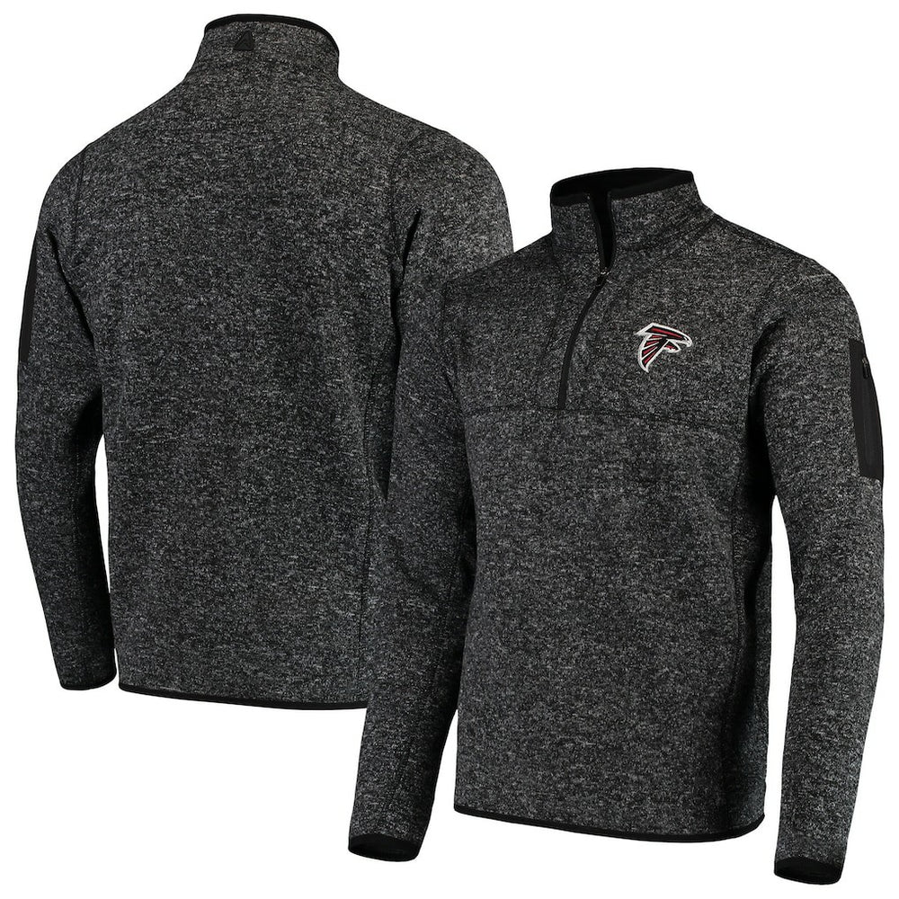 Atlanta Falcons Antigua Fortune Quarter-Zip Pullover Jacket - Heather Black on sale
