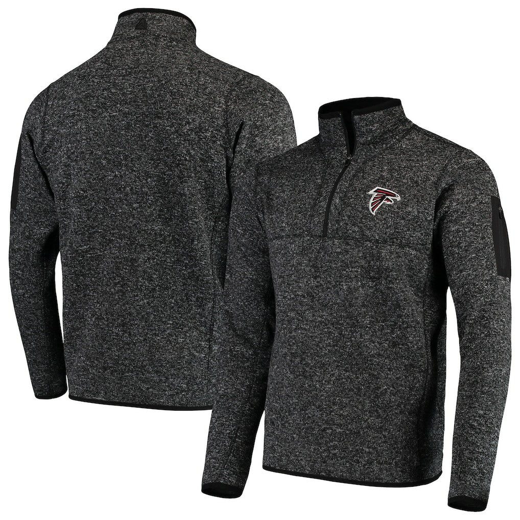 Atlanta Falcons Antigua Fortune Quarter-Zip Pullover Jacket - Heather Black on sale
