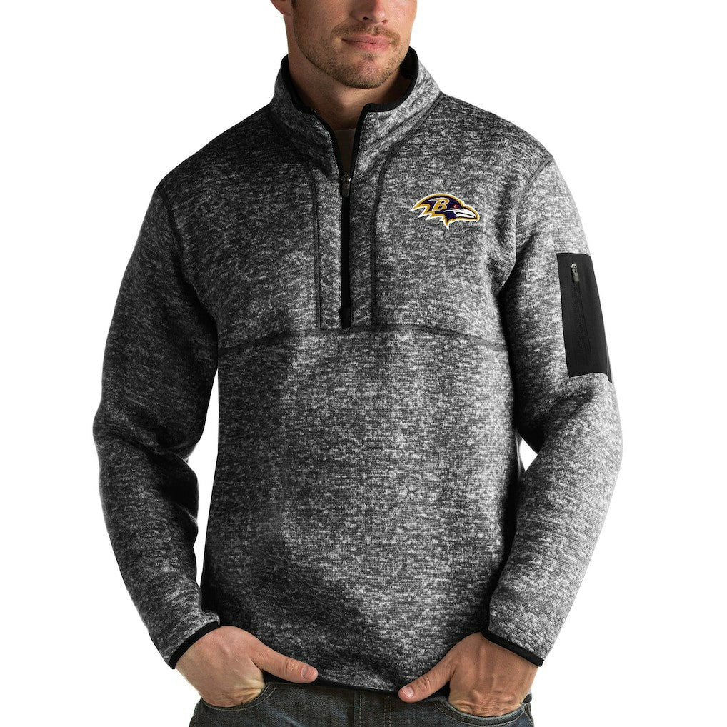 Baltimore Ravens Antigua Fortune Quarter-Zip Pullover Jacket - Heather Black outlet