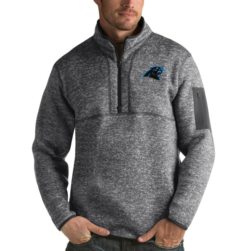 Carolina Panthers Antigua Fortune Quarter-Zip Pullover Jacket - Charcoal discount
