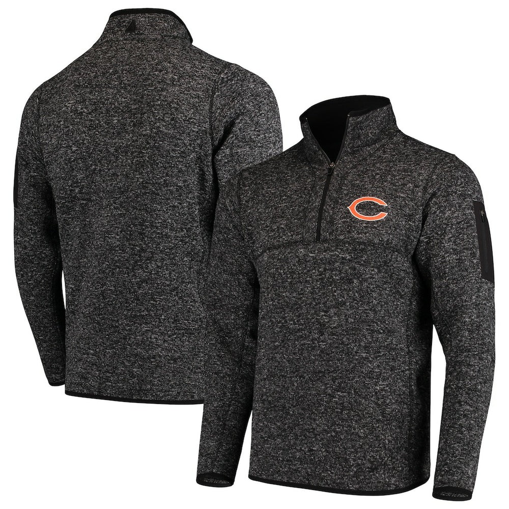 Chicago Bears Antigua Fortune Quarter-Zip Pullover Jacket - Heather Black discount
