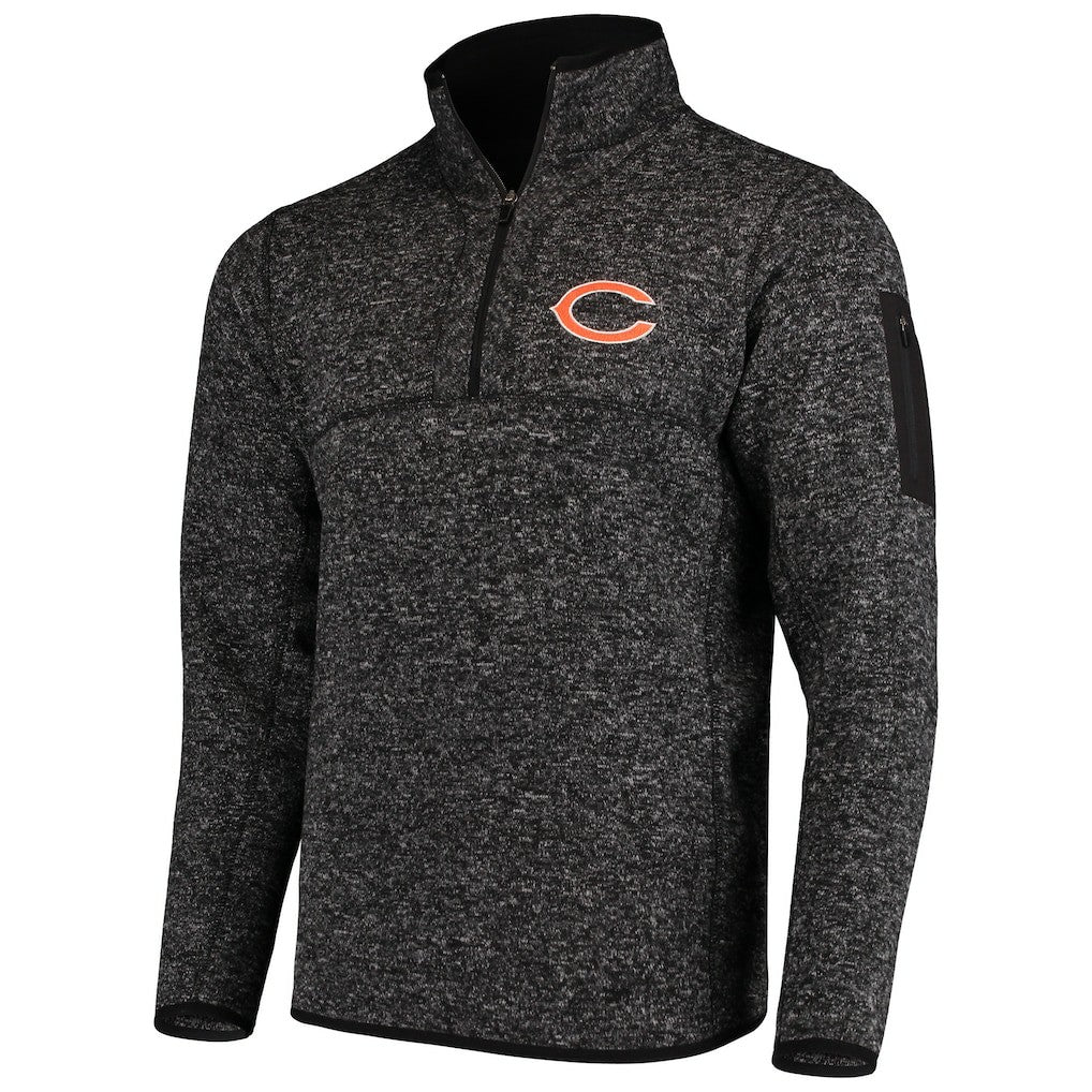 Chicago Bears Antigua Fortune Quarter-Zip Pullover Jacket - Heather Black discount