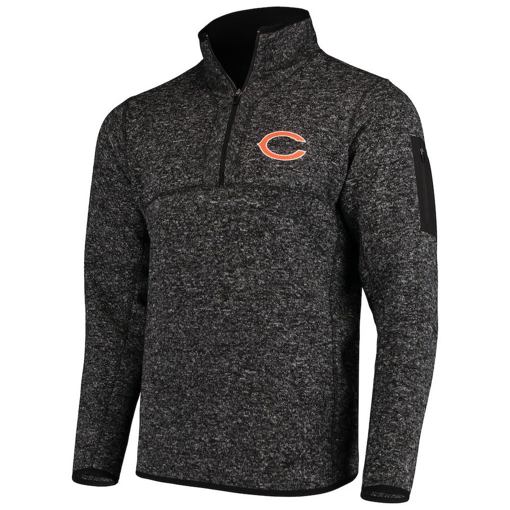 Chicago Bears Antigua Fortune Quarter-Zip Pullover Jacket - Heather Black discount
