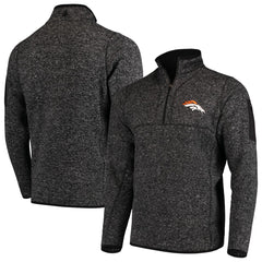 Denver Broncos Antigua Fortune Quarter-Zip Pullover Jacket - Heather Black cheap