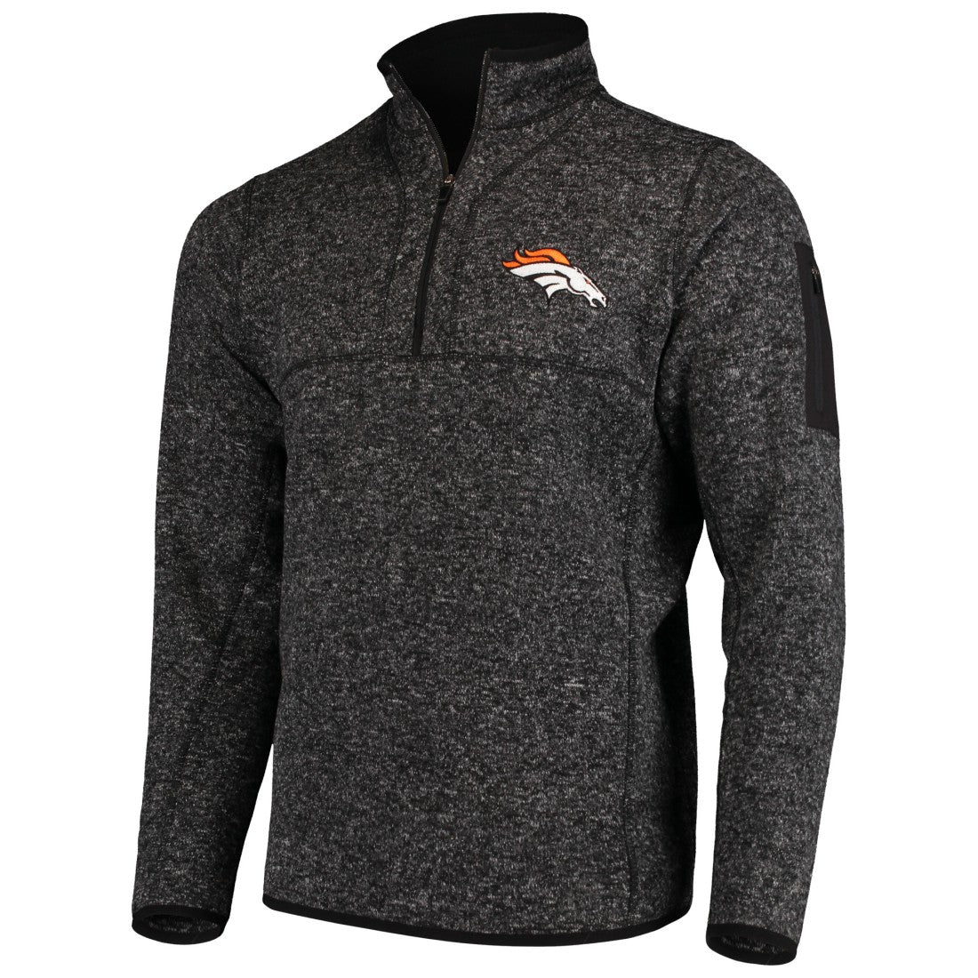 Denver Broncos Antigua Fortune Quarter-Zip Pullover Jacket - Heather Black cheap
