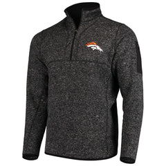Denver Broncos Antigua Fortune Quarter-Zip Pullover Jacket - Heather Black cheap
