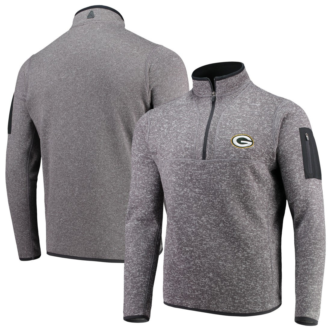 Green Bay Packers Antigua Fortune Quarter-Zip Pullover Jacket - Charcoal sale