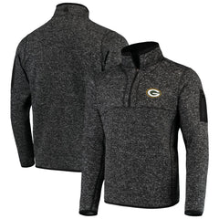 Green Bay Packers Antigua Fortune Quarter-Zip Pullover Jacket - Heather Black for sale
