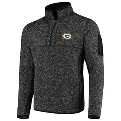 Green Bay Packers Antigua Fortune Quarter-Zip Pullover Jacket - Heather Black for sale