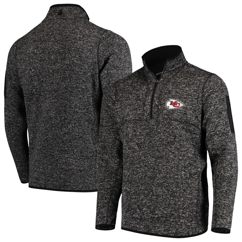 Kansas City Chiefs Antigua Fortune Quarter-Zip Pullover Jacket - Heather Black outlet