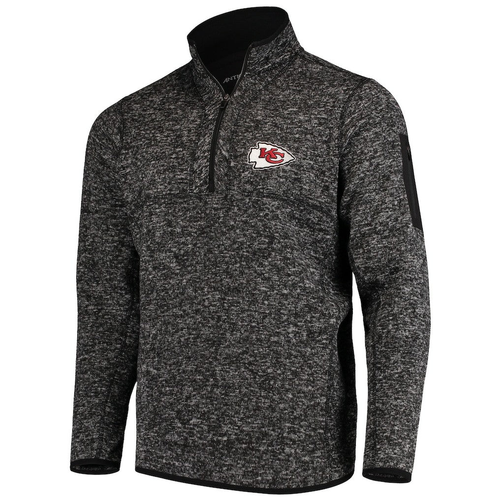 Kansas City Chiefs Antigua Fortune Quarter-Zip Pullover Jacket - Heather Black outlet