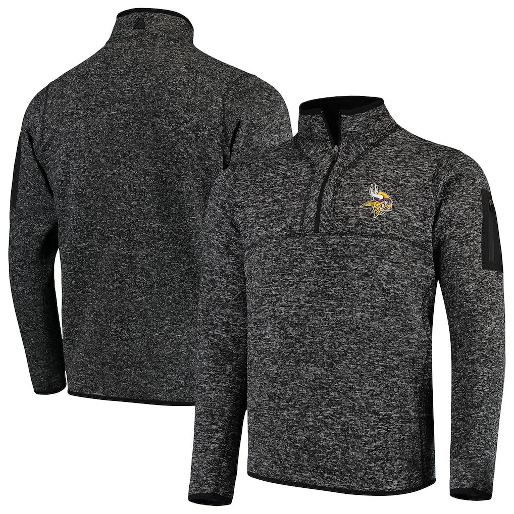Minnesota Vikings Antigua Fortune Quarter-Zip Pullover Jacket - Heather Black discount