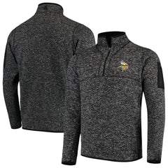 Minnesota Vikings Antigua Fortune Quarter-Zip Pullover Jacket - Heather Black discount