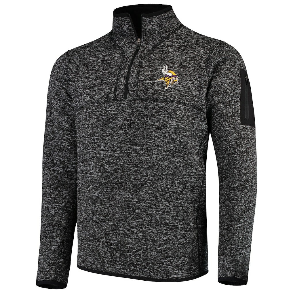 Minnesota Vikings Antigua Fortune Quarter-Zip Pullover Jacket - Heather Black discount