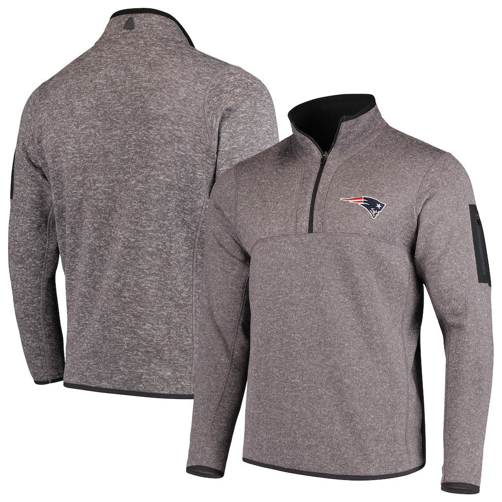 New England Patriots Antigua Fortune Quarter-Zip Pullover Jacket - Charcoal for sale