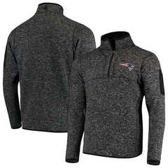 New England Patriots Antigua Fortune Quarter-Zip Pullover Jacket - Heather Black cheap
