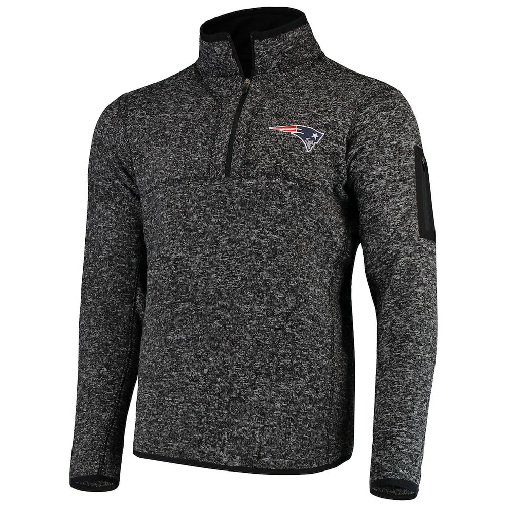 New England Patriots Antigua Fortune Quarter-Zip Pullover Jacket - Heather Black cheap