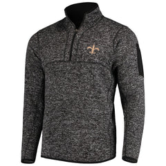 New Orleans Saints Antigua Fortune Quarter-Zip Pullover Jacket - Heather Black for sale