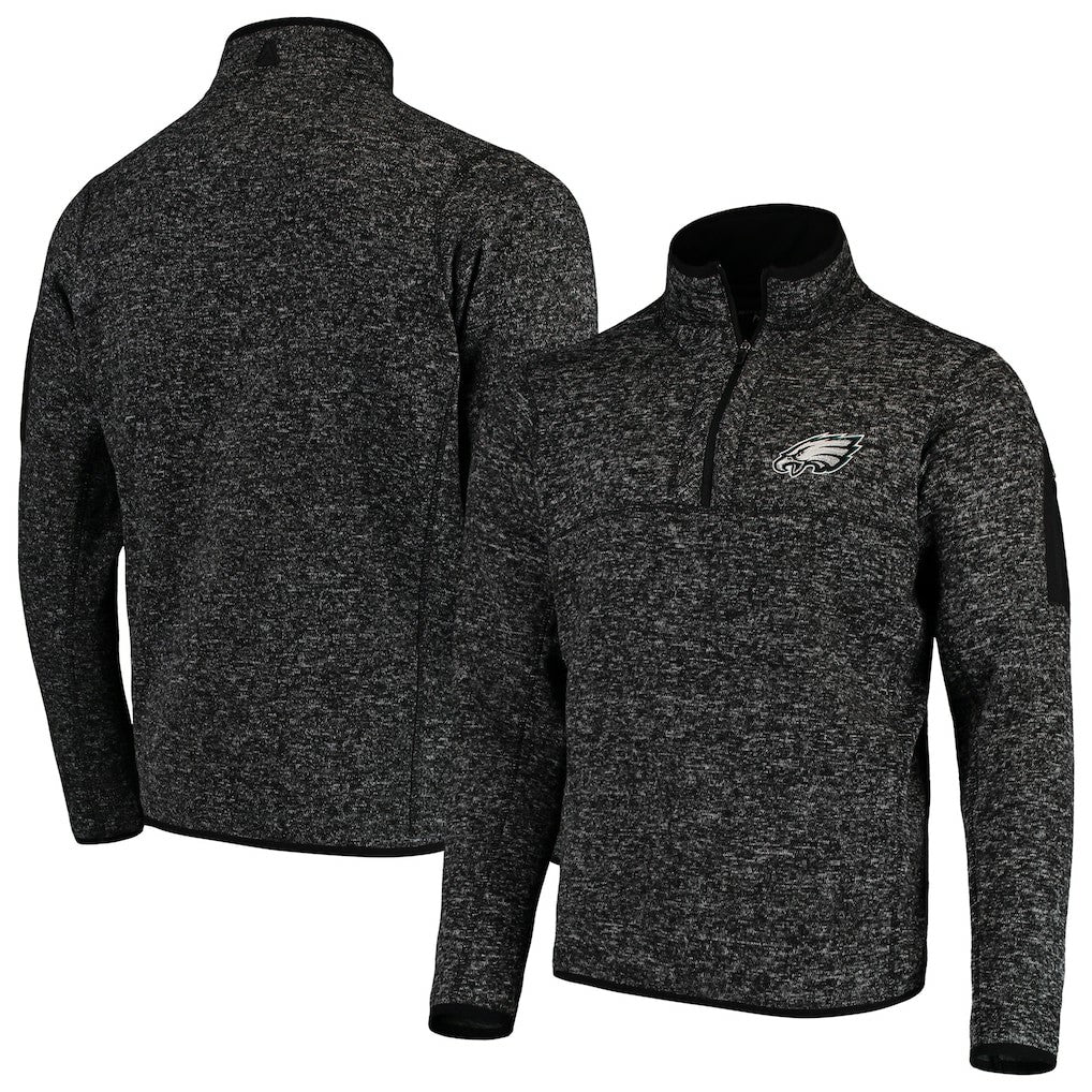 Philadelphia Eagles Antigua Fortune Quarter-Zip Pullover Jacket - Heather Black cheap