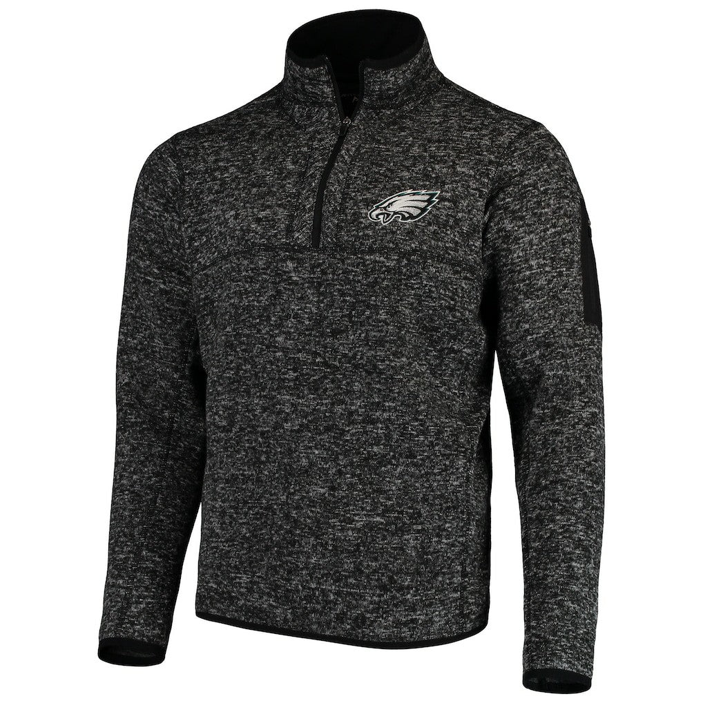 Philadelphia Eagles Antigua Fortune Quarter-Zip Pullover Jacket - Heather Black cheap