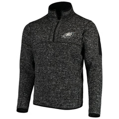 Philadelphia Eagles Antigua Fortune Quarter-Zip Pullover Jacket - Heather Black cheap