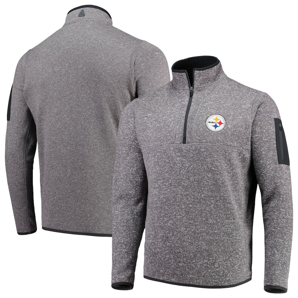 Pittsburgh Steelers Antigua Fortune Quarter-Zip Pullover Jacket - Charcoal sale