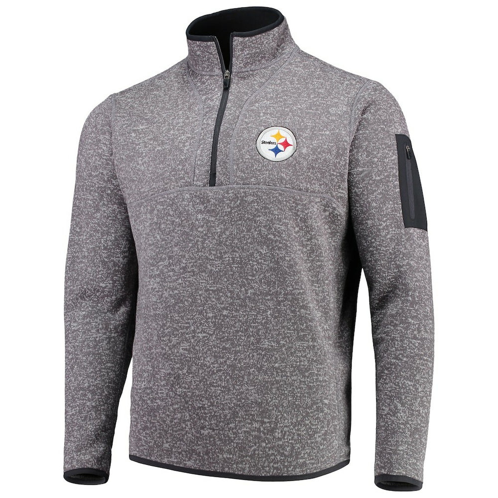 Pittsburgh Steelers Antigua Fortune Quarter-Zip Pullover Jacket - Charcoal sale
