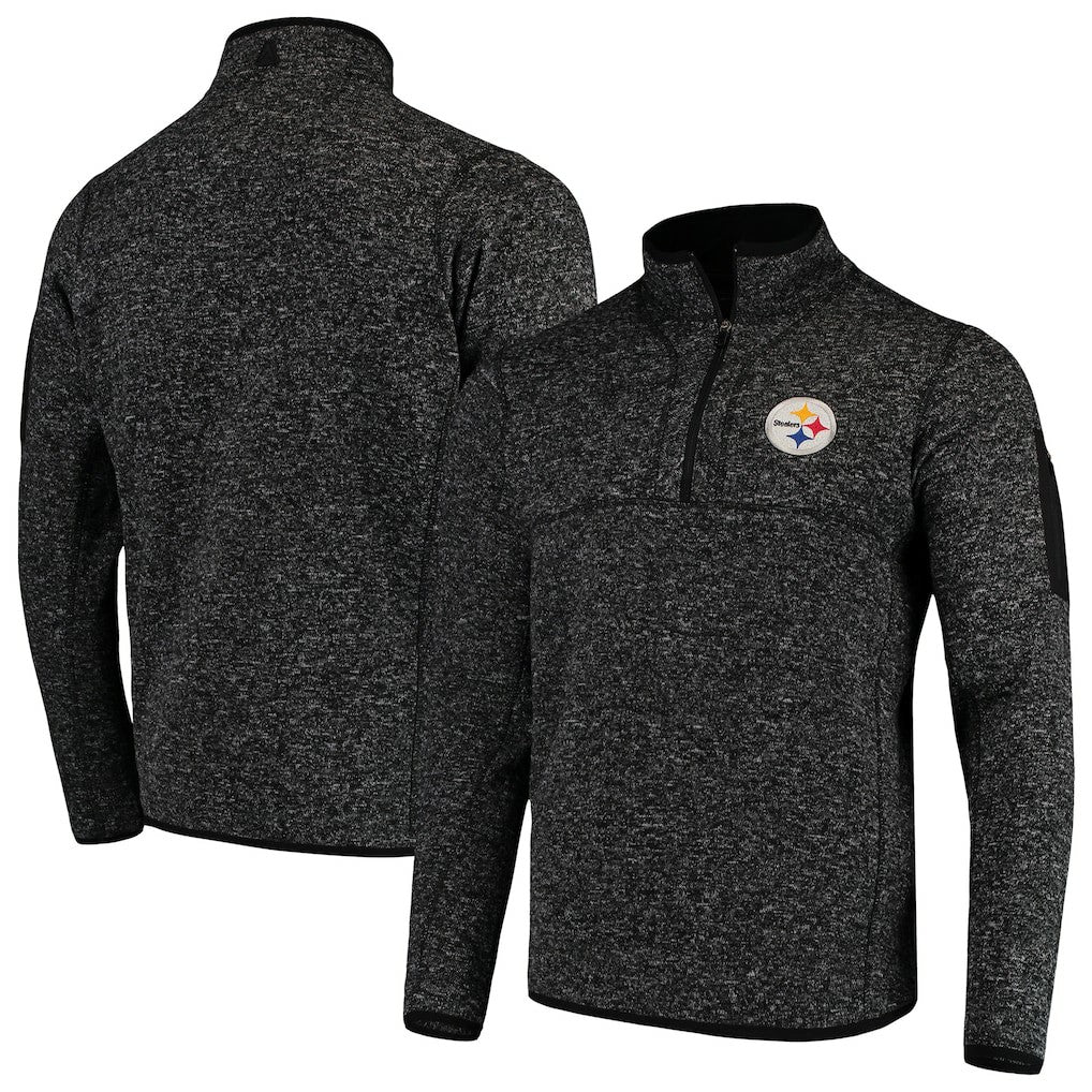 Pittsburgh Steelers Antigua Fortune Quarter-Zip Pullover Jacket - Heather Black sale