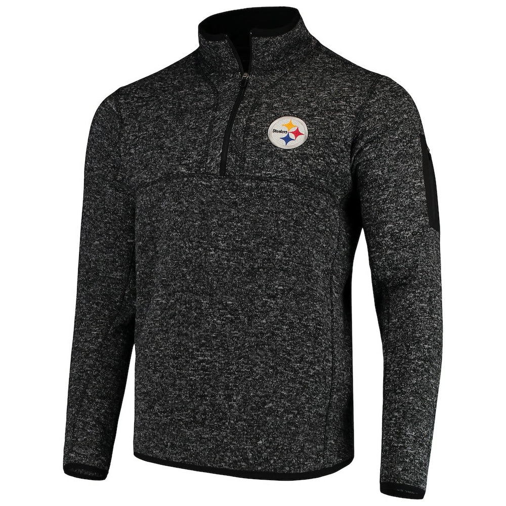 Pittsburgh Steelers Antigua Fortune Quarter-Zip Pullover Jacket - Heather Black sale