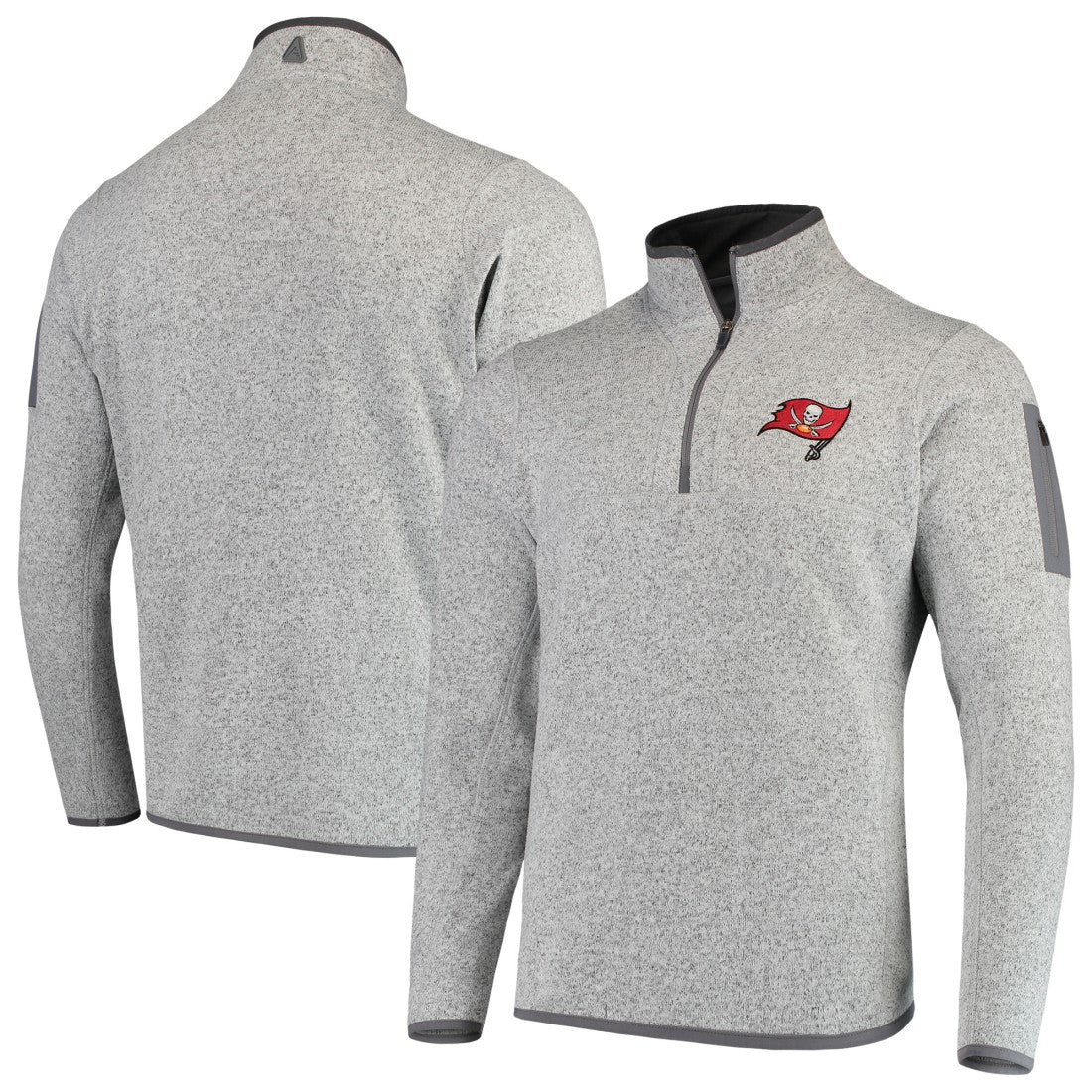 Tampa Bay Buccaneers Antigua Fortune Quarter-Zip Pullover Jacket - Heather Black for sale