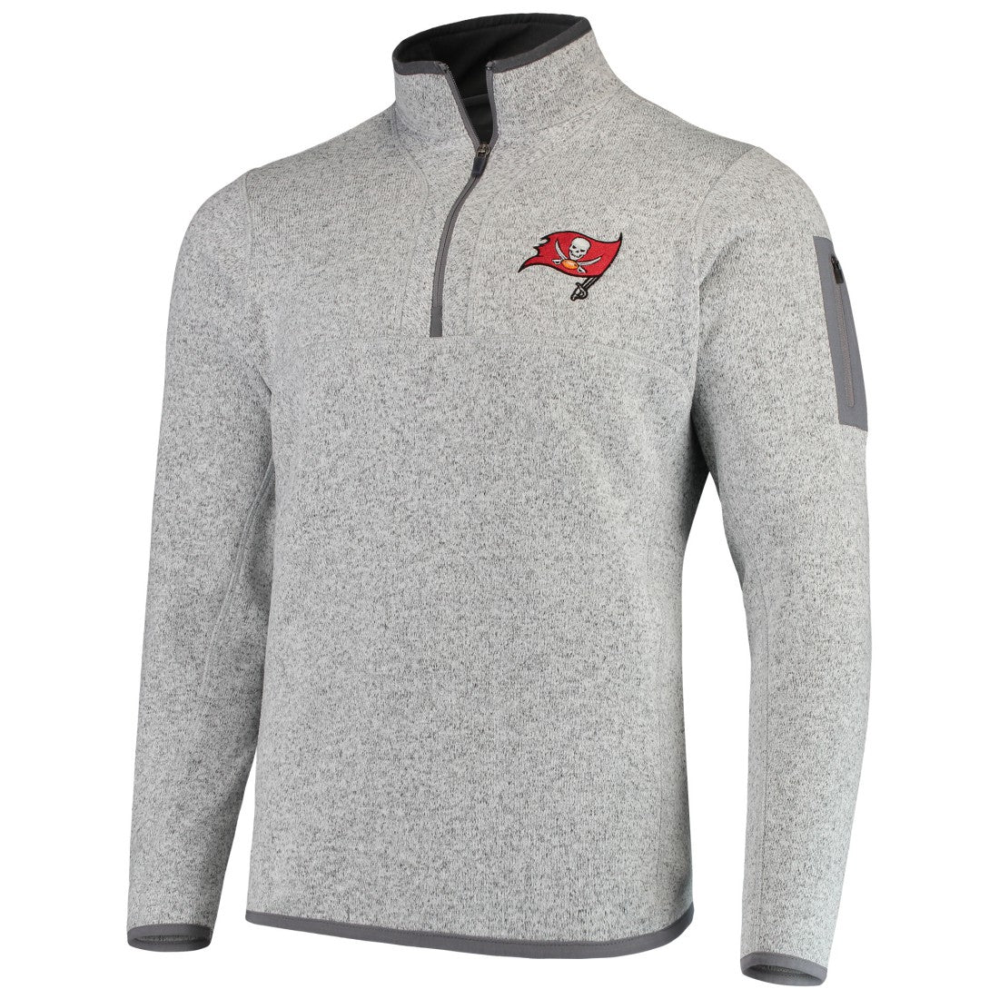 Tampa Bay Buccaneers Antigua Fortune Quarter-Zip Pullover Jacket - Heather Black for sale