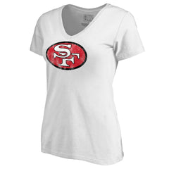 San Francisco 49ers Women's Throwback Logo V-Neck T-Shirt - White on sale
