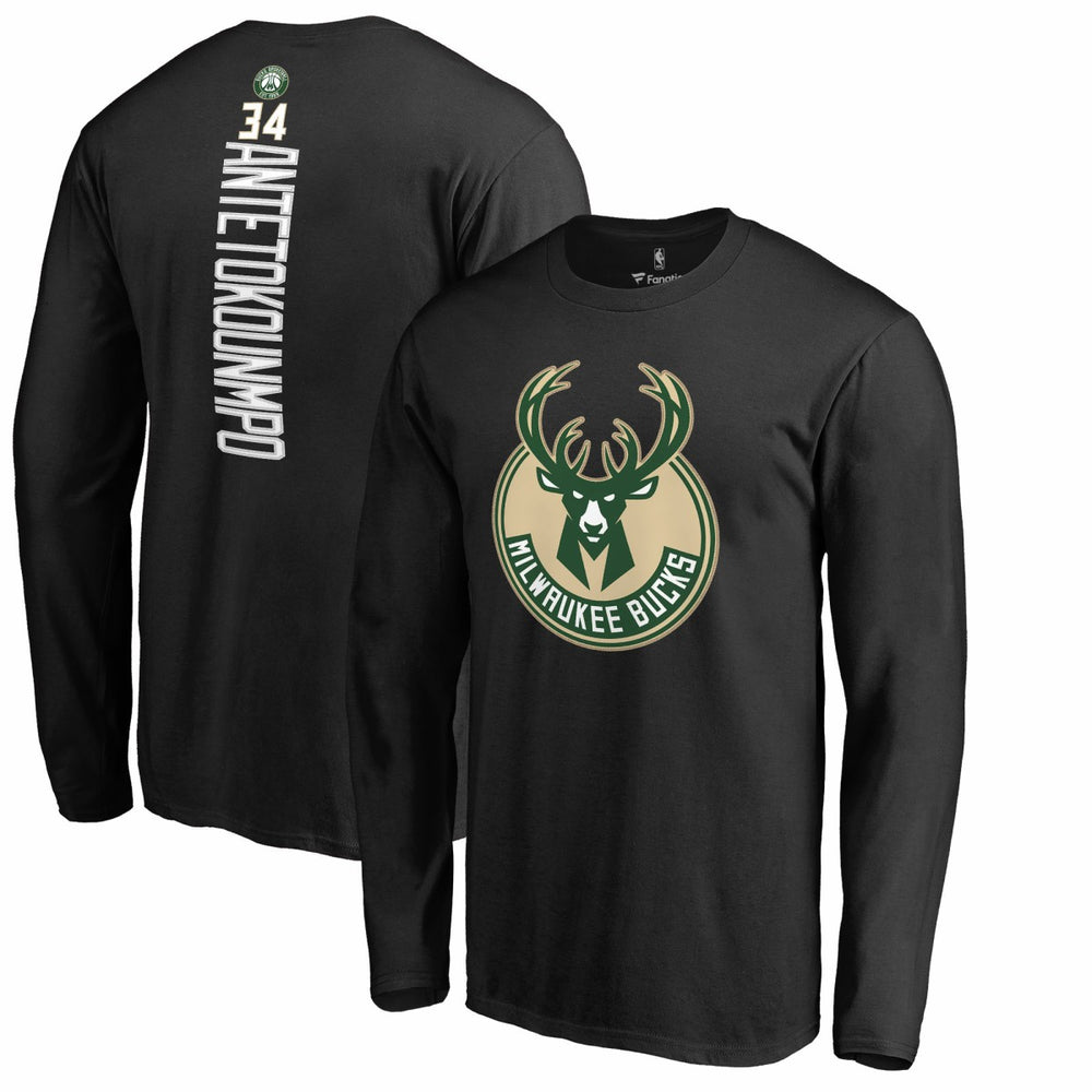 Giannis Antetokounmpo Milwaukee Bucks Team Backer Name & Number Long Sleeve T-Shirt - Black for sale