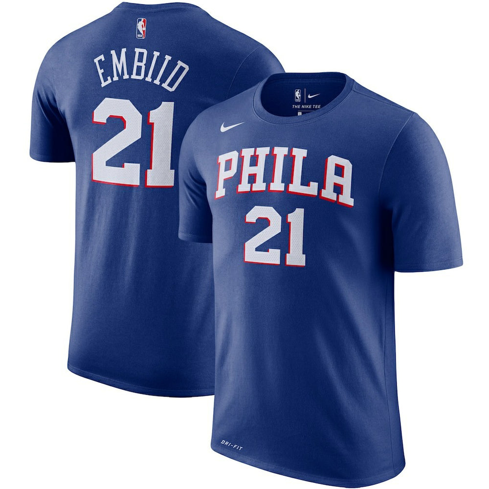 Joel Embiid Philadelphia 76ers Player Name & Number Performance T-Shirt - Royal cheap