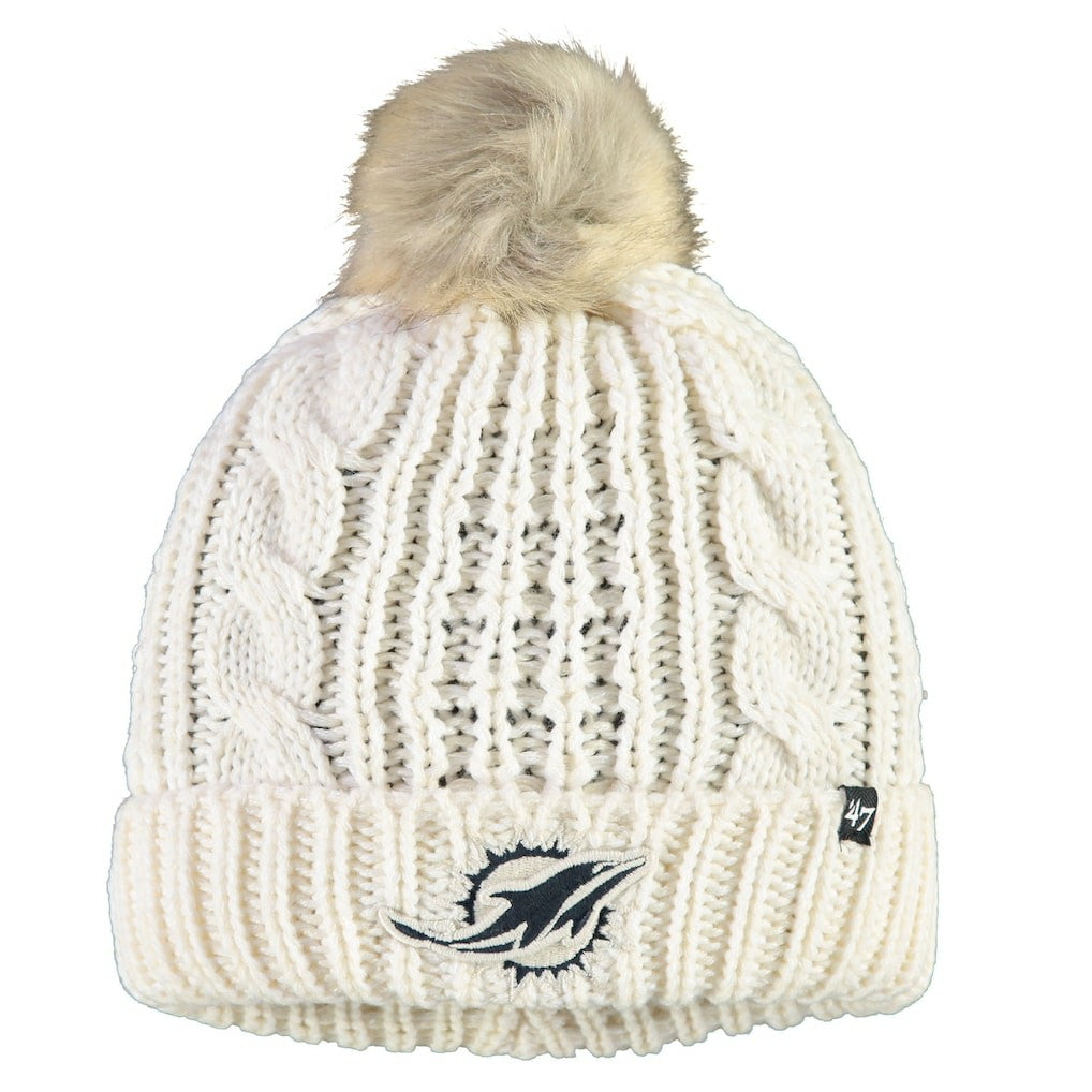 Miami Dolphins '47 Women's Meeko Cuffed Knit Hat With Pom - Cream sale