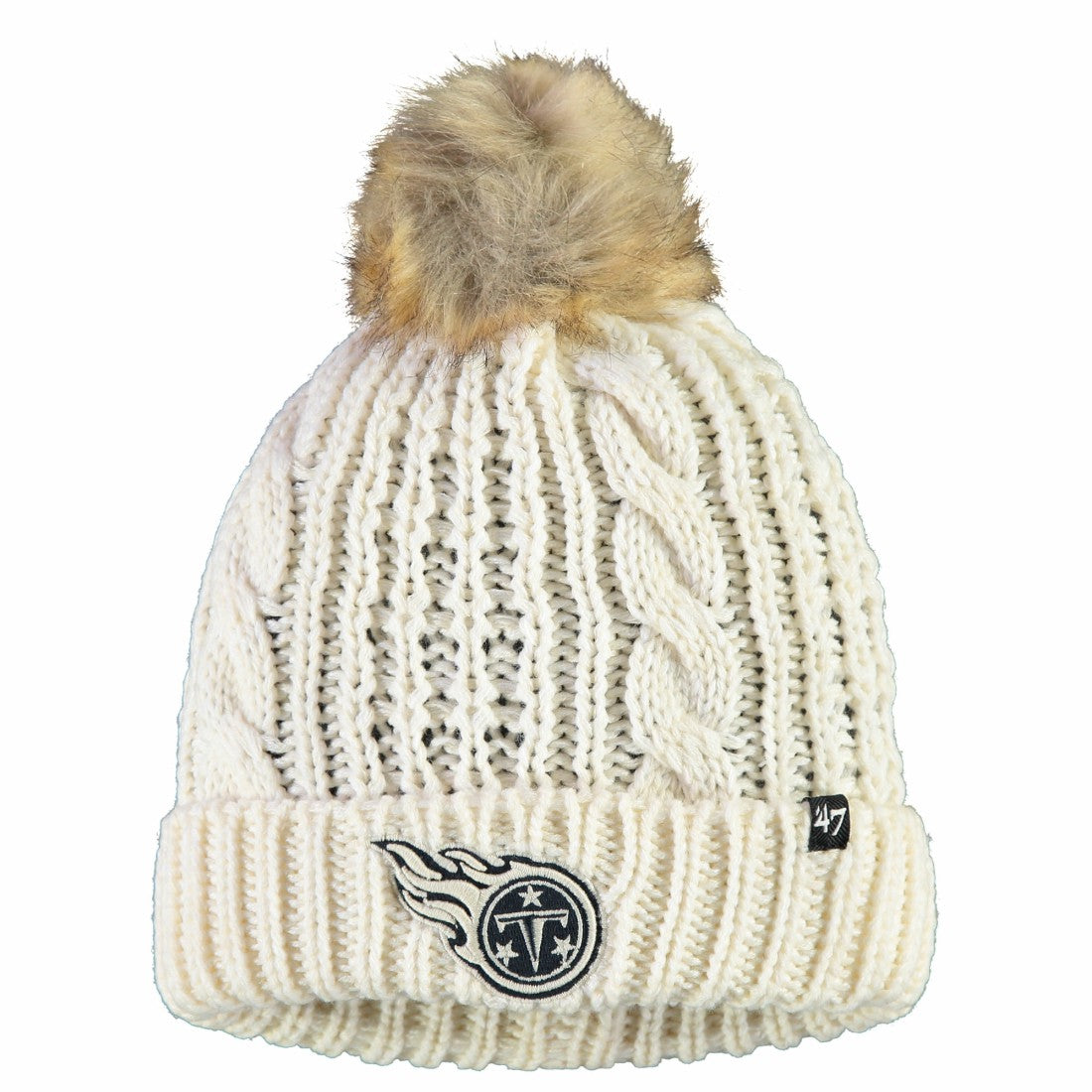 Tennessee Titans '47 Women's Meeko Cuffed Knit Hat With Pom - Cream discount